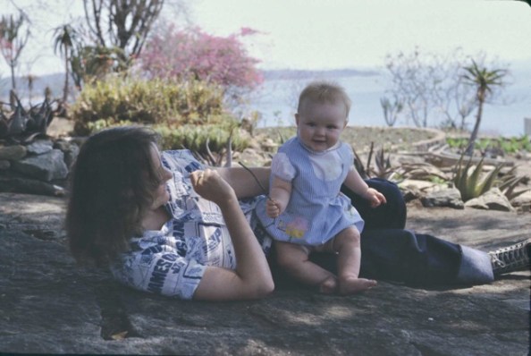 My mother and me at six months, in front of Lake Kyle