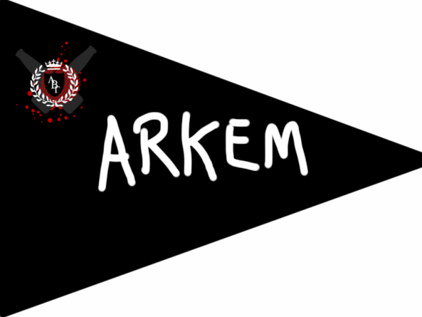 Flag that reads 'Arkem' and includes the Carpe Brewski style Alpha Beta Gamma logo as drawn by thereisthisgap