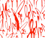 red scrawl repeating the words 'love me' over and over again