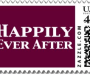 US Mail stamp with the text 'HAPPILY EVER AFTER' printed on it