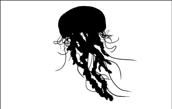 silhouette of flying squid/jellyfish type thing