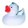 white rubber ducky with silver halo and wings