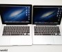 Regular 13-inch MacBook Pro next to the new Retina 13-inch MacBook Pro (late 2012 models). The Retina is a little smaller in all dimensions.
