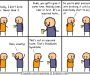 Cyanide and Happiness Comic. Two people are speaking. The first says: "Actually, I don't drink beer. Never liked it." The second replies: "Dude, you gotta give it some time. Nobody likes beer at first. It's an acquired taste..." The first says: "So you're peer pressured into drinking it until you eventually start to enjoy it?" The second throws his arms in the air and cries: "Haha, exactly!" The first person says: "That's not an acquired taste. That's Stockholm Syndrome." The second person looks depressed, or possibly concerned and questioning their life choices.